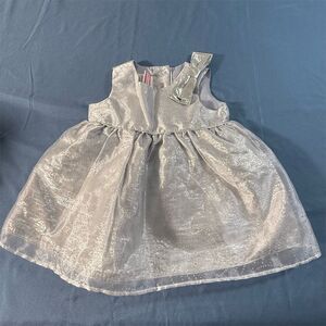 Rosenau Baby Dress Silver Sparkly with Bow Accent Size 6-9 months
